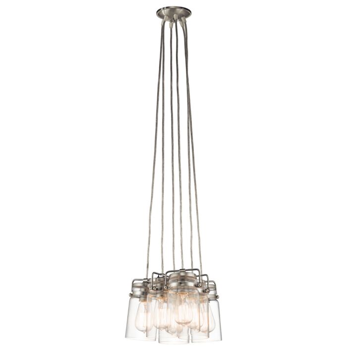 Kichler Brinley 6 Light Farmhouse Pendant in Brushed Nickel