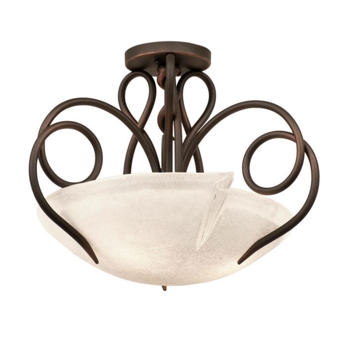 Kalco Tribecca 3 Light Semi Flush in Antique Copper