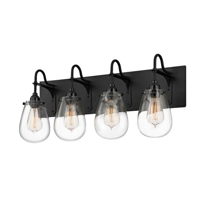 Sonneman Chelsea 26.25 Inch 4 Light Bathroom Vanity Light in Satin Black