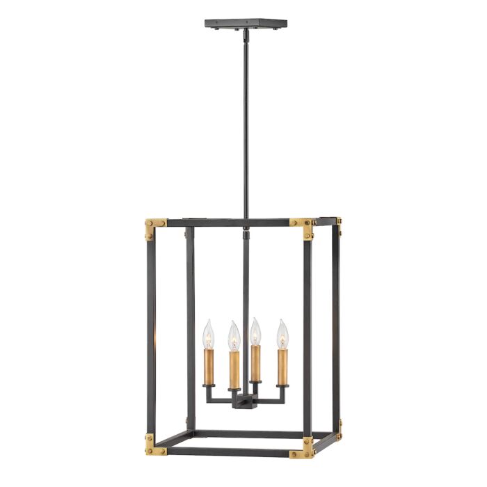 Hinkley Louis 4 Light Chandelier in Satin Black