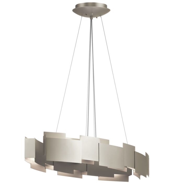 Kichler Moderne 16.25 Inch 2 Light Chandelier Oval Pendant in Satin Nickel