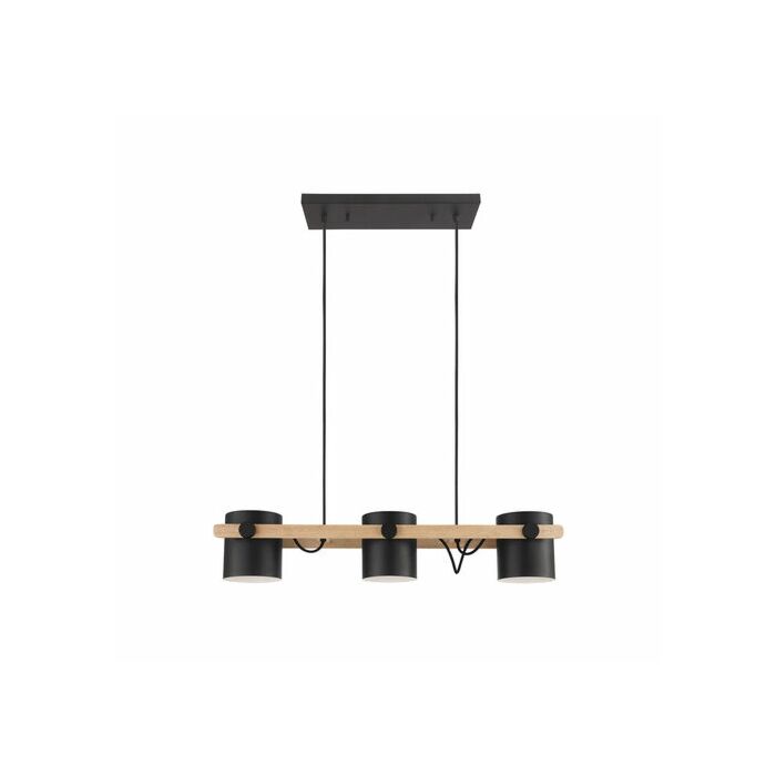 Hornwood 3 Light 33.07 inch Black and Natural Kitchen Island Pendant Ceiling Light