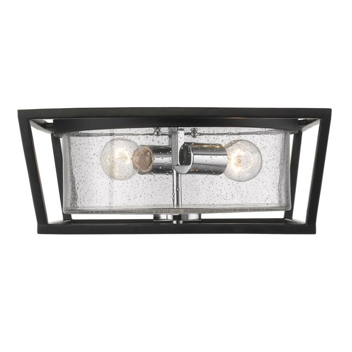 Golden Mercer 2 Light 15 Inch Ceiling Light in Black
