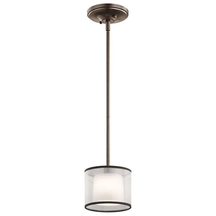 Kichler Tallie Satin Etched White Mini Pendant in Mission Bronze