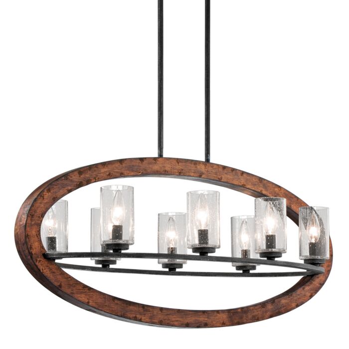 Kichler Grand Bank 8 Light Double Linear Chandelier in Auburn