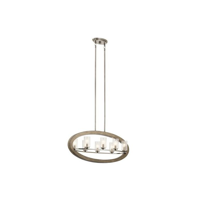 Kichler Grand Bank 36 Inch 8 Light Linear Chandelier in Distressed Antique Gray