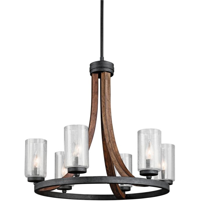 Kichler Grand Bank 6 Light Chandelier 1 Tier Medium in Auburn Stain