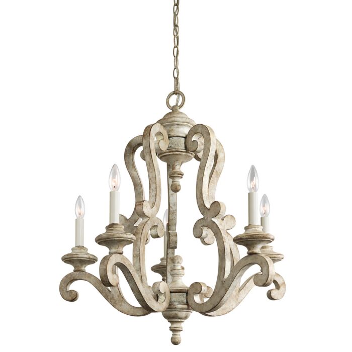 Kichler Hayman Bay 5 Light Chandelier in Distressed Antique White
