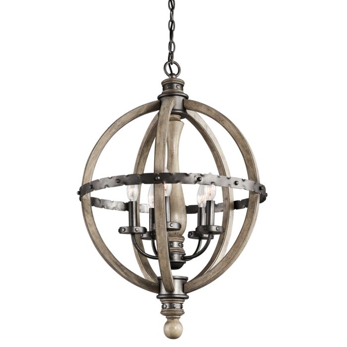 Kichler Evan 5 Light 20 Inch 1 Tier Small Chandelier in Distressed Antique Gray