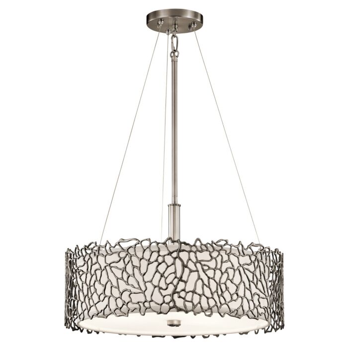 Kichler Silver Coral 3 Light Pendant Convertible Semi Flush in Pewter