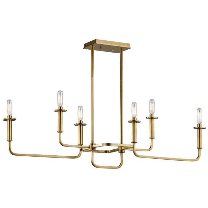 Kichler Alden 6 Light Double Linear Chandelier in Natural Brass