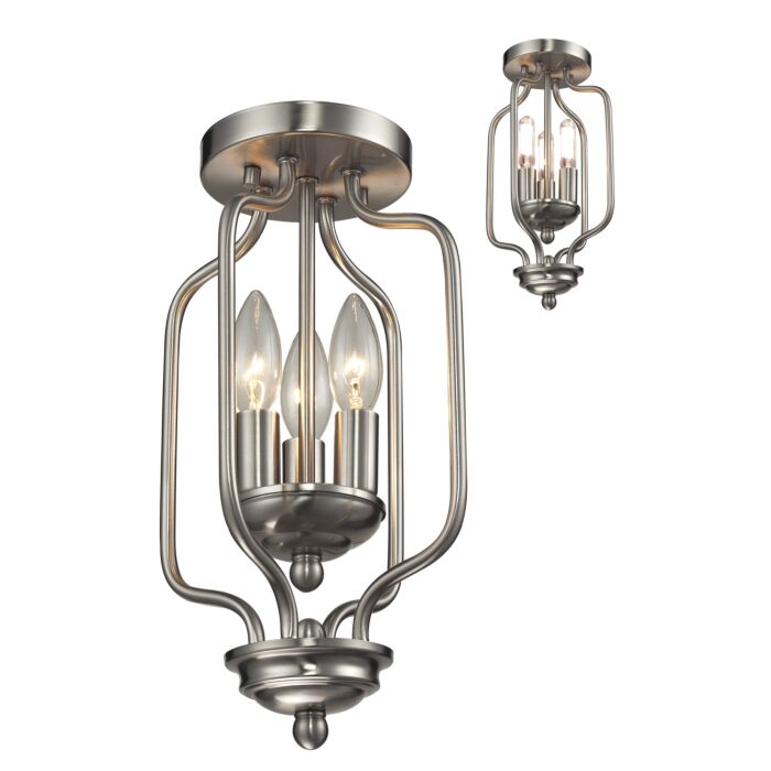 Z Lite Cardinal 3 Light Flush Mount Ceiling Light In Brushed Nickel