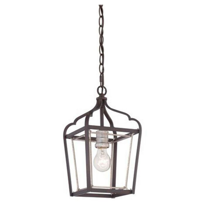 Minka Lavery Astrapia 8 Inch Pendant Light in Dark Rubbed Sienna with Aged Silver