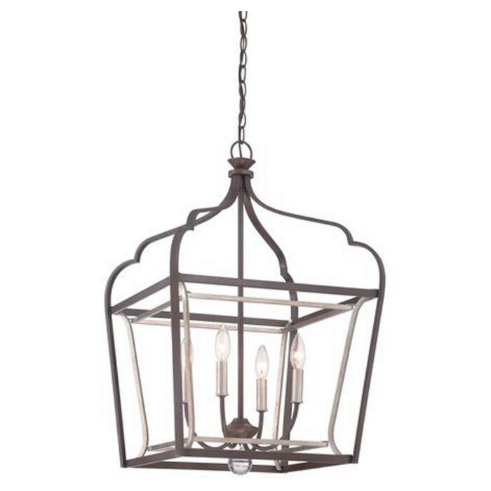 Minka Lavery Astrapia 4 Light 18 Inch Pendant Light in Dark Rubbed Sienna with Aged Silver