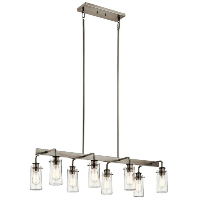 Kichler Braelyn 42 Inch 8 Light Linear Chandelier in Classic Pewter