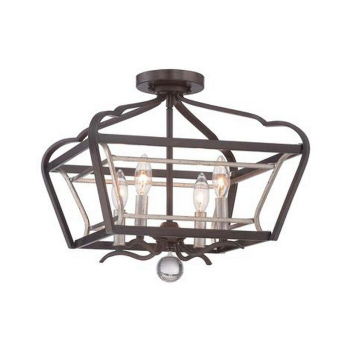 Minka Lavery Astrapia 4 Light 16 Inch Ceiling Light in Dark Rubbed Sienna with Aged Silver