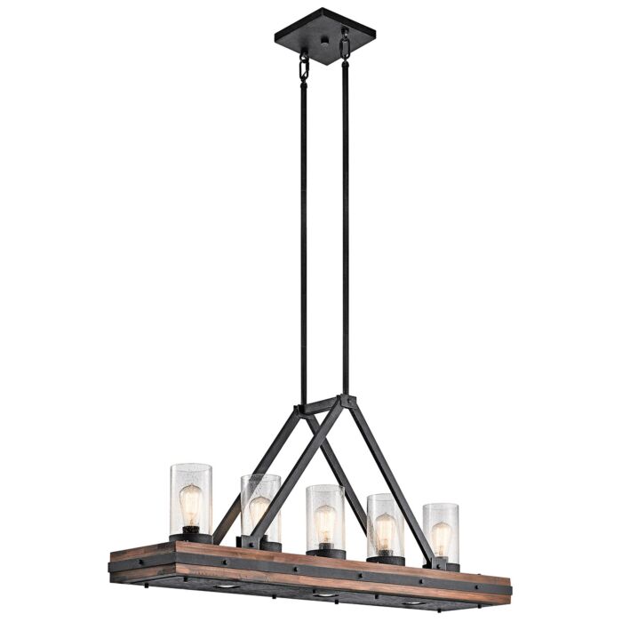 Kichler Colerne 5 Light Linear Chandelier in Auburn Stained Finish