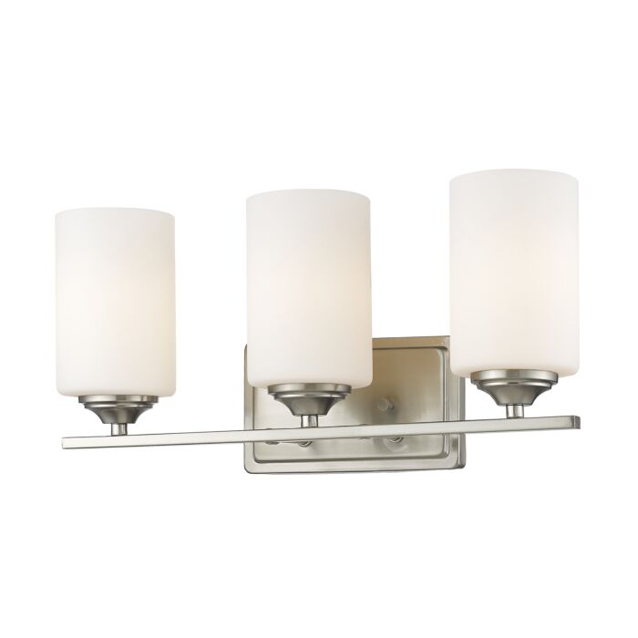 Z Lite Bordeaux 3 Light Bathroom Vanity Light In Brushed Nickel