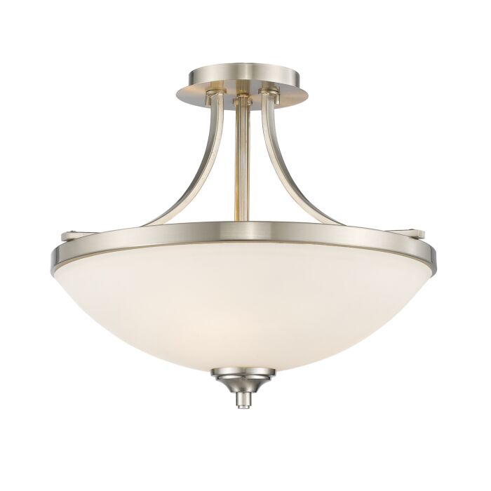 Z Lite Bordeaux 3 Light Semi Flush Mount Ceiling Light In Brushed Nickel