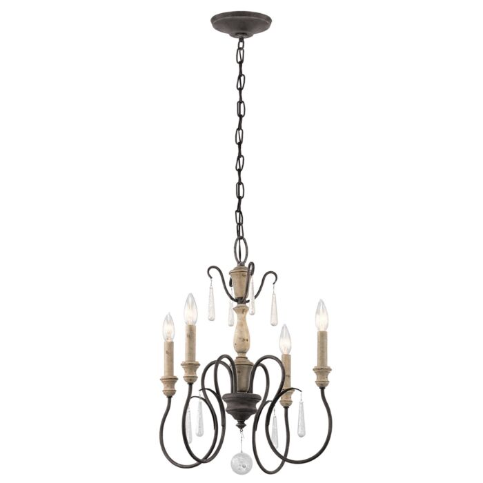 Kichler Kimblewick 4 Light Mini Chandelier in Weathered Zinc