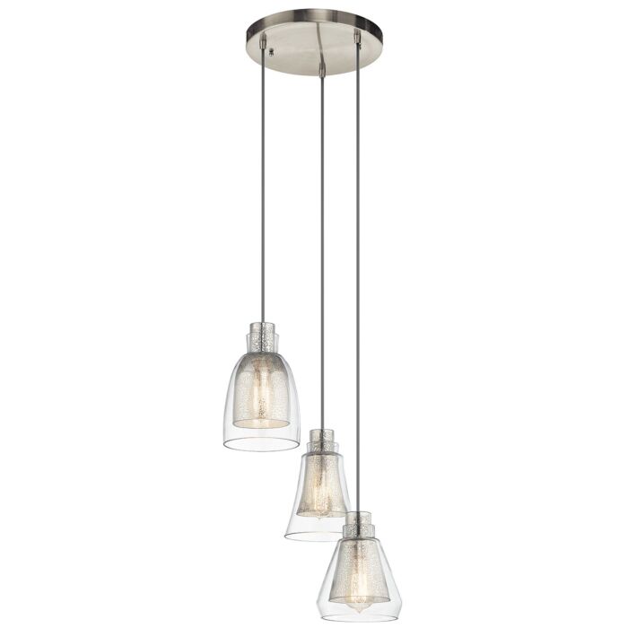 Kichler Evie 3 Light Pendant in Brushed Nickel
