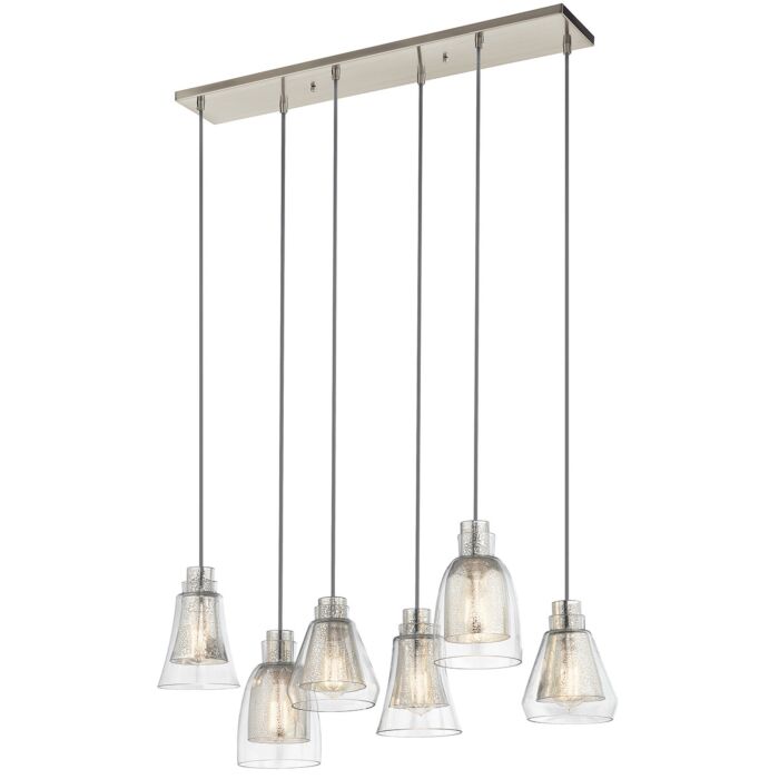 Kichler Evie 6 Light Double Linear Chandelier in Brushed Nickel