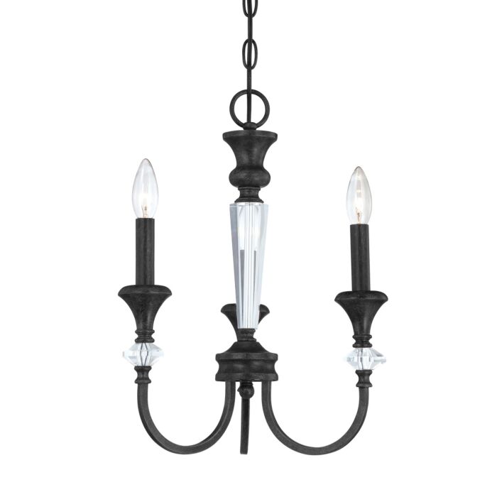 Boulevard 3-Light Chandelier in Mocha Bronze Silver Wash