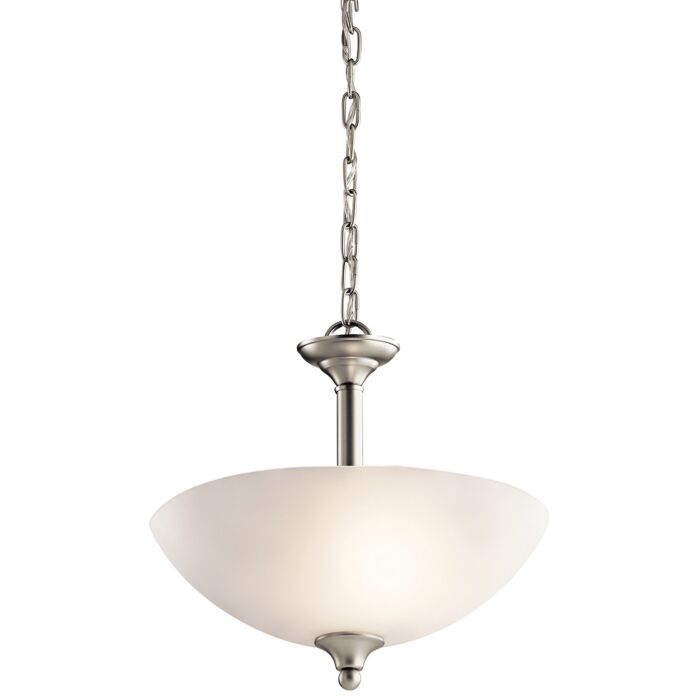 Kichler Jolie 2 Light Inverted Pendant/Semi Flush in Brushed Nickel