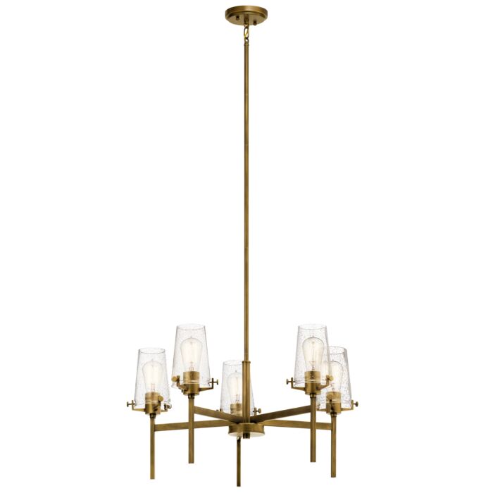 Kichler Alton 5 Light Industrial Chandelier in Natural Brass