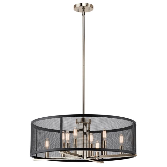 Kichler Titus 8 Light Drum Chandelier in Polished Nickel