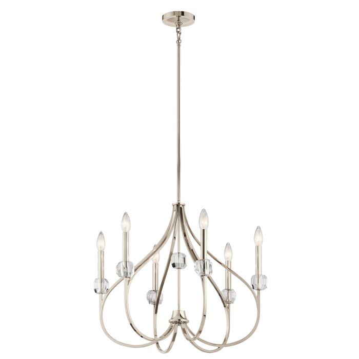 Kichler Eloise 6 Light Chandelier in Polished Nickel