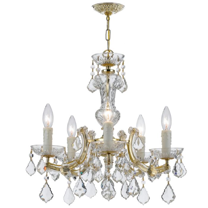 Crystorama Maria Theresa 5 Light 19 Inch Mini Chandelier in Gold with Clear Hand Cut Crystals