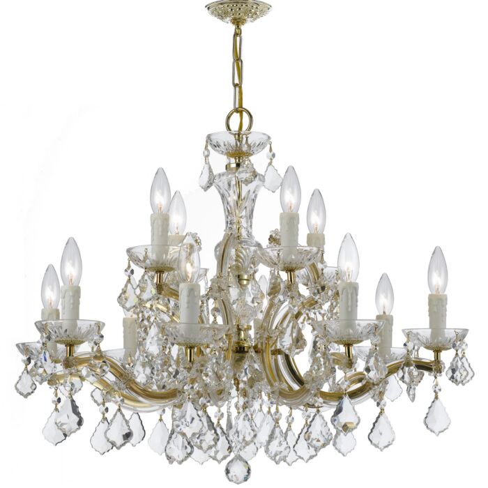 Crystorama Maria Theresa 12 Light Crystal Chandelier in Gold