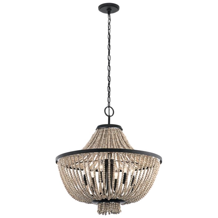 Kichler Brisbane 24 Inch 6 Light Chandelier in Distressed Black