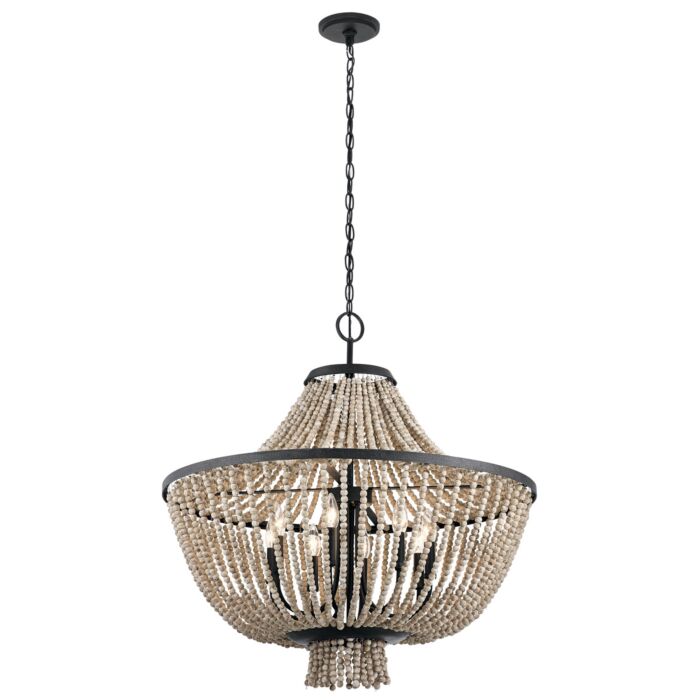 Kichler Brisbane 30 Inch 8 Light Chandelier in Distressed Black