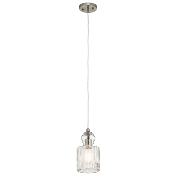 Kichler Riviera Mini Pendant 1 Light in Brushed Nickel
