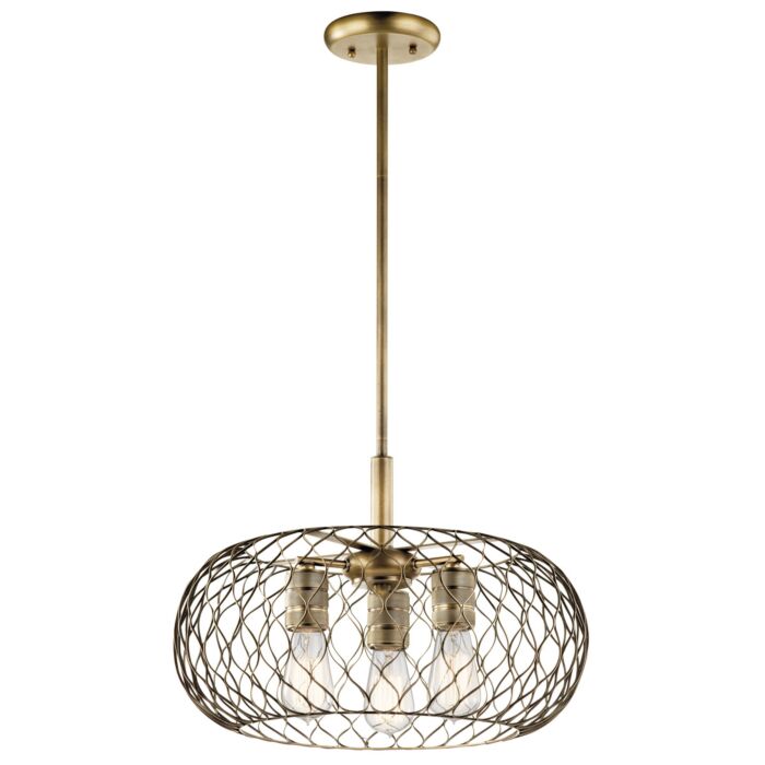 Kichler Devin 18 Inch 3 Light Pendant in Natural Brass
