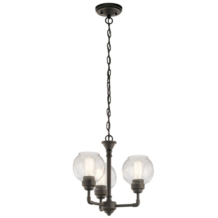 Kichler Niles 16 Inch 3 Light Semi Flsuh Chandelier in Olde Bronze