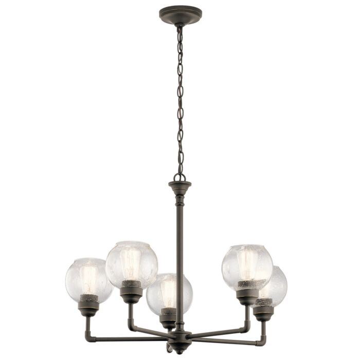 Kichler Niles 26 Inch 5 Light Clear Seeded Chandelier in Olde Bronze