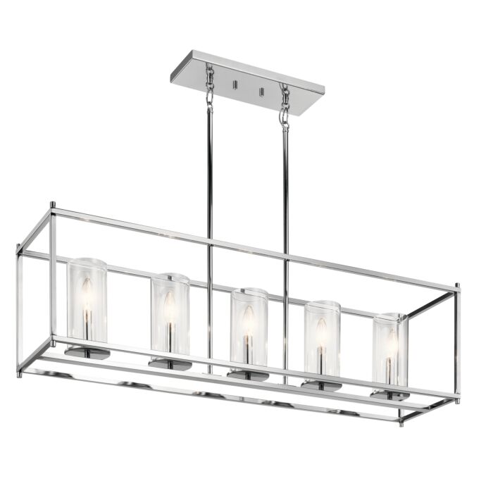 Kichler Crosby 5 Light Linear Chandelier in Chrome