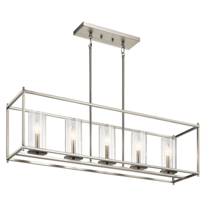 Kichler Crosby 5 Light Linear Chandelier in Brushed Nickel
