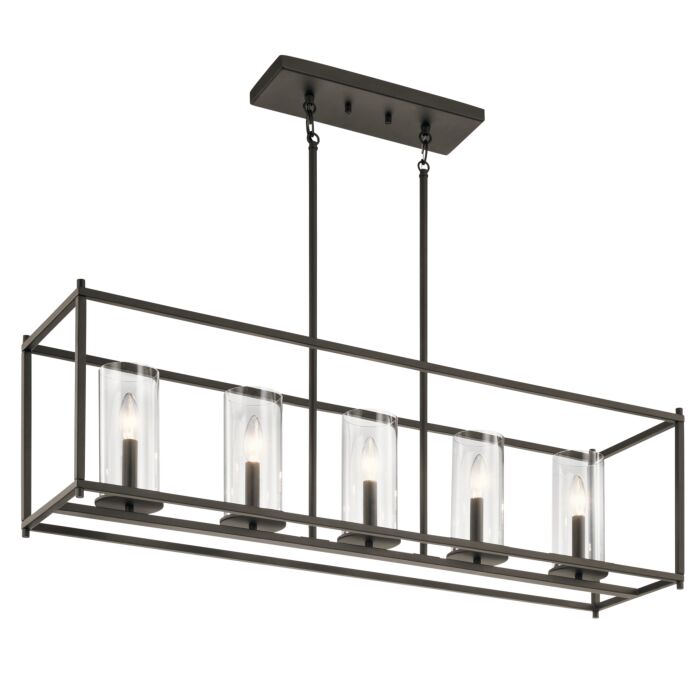 Kichler Crosby 5 Light Linear Chandelier in Olde Bronze