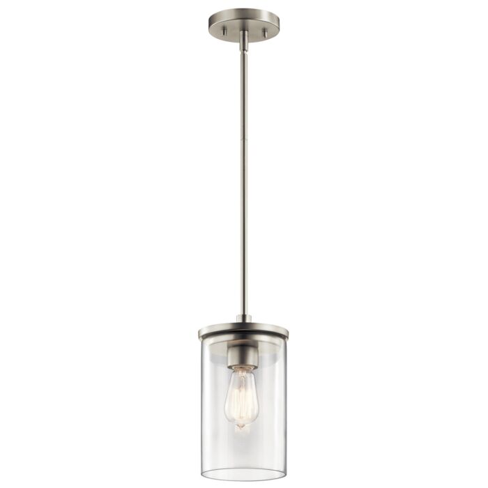 Kichler Crosby Clear Mini Pendant in Brushed Nickel