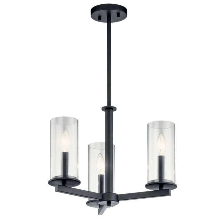 Kichler Crosby 3 Light Contemporary Chandelier in Black