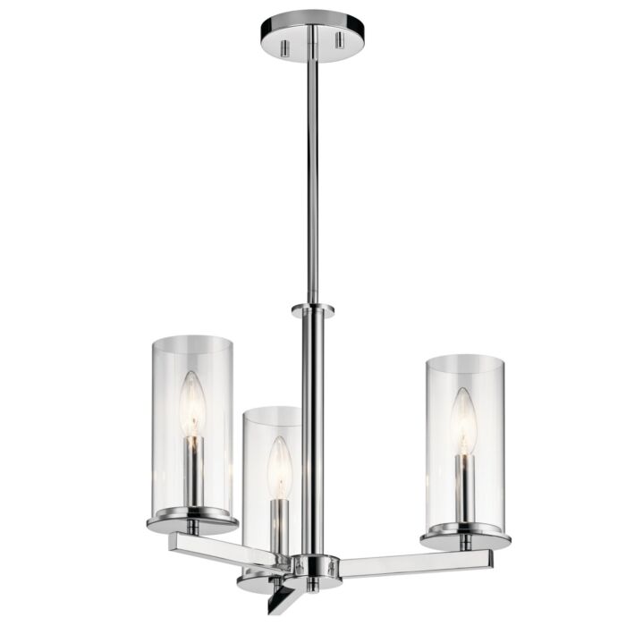Kichler Crosby 3 Light Clear Glass Semi Flush Chandelier in Chrome