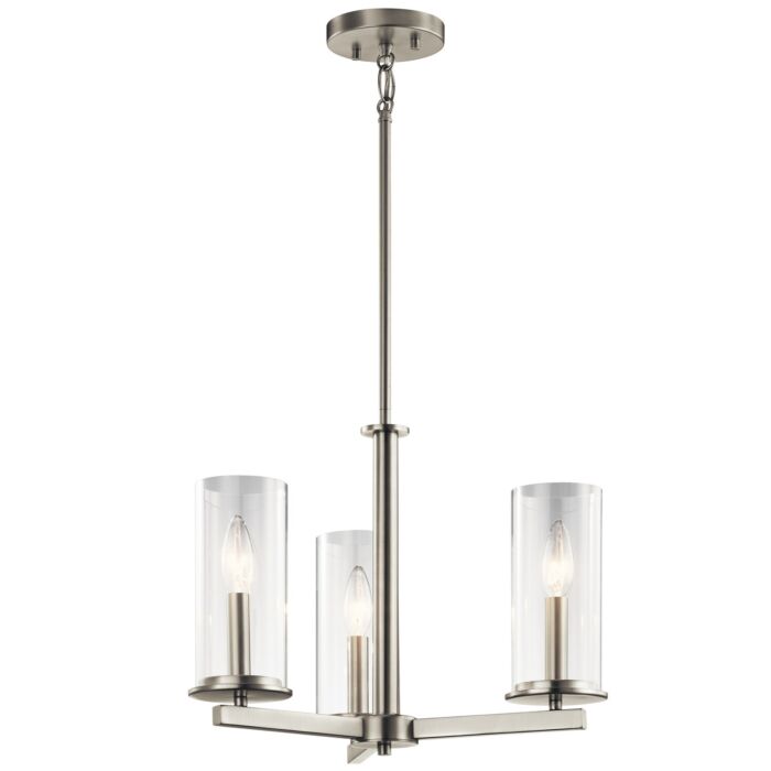 Kichler Crosby 3 Light Convertible Chandelier in Brushed Nickel
