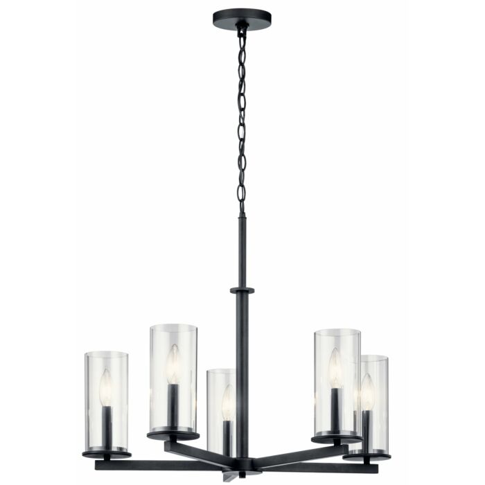 Kichler Crosby 5 Light Contemporary Chandelier in Black