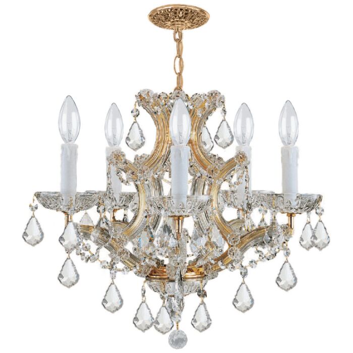 Crystorama Maria Theresa 6 Light 17 Inch Mini Chandelier in Gold with Clear Spectra Crystals