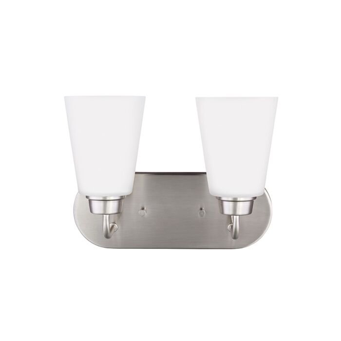 Sea Gull Kerrville 2 Light 12 Inch Bathroom Vanity Light in Brushed Nickel