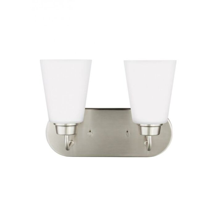 Sea Gull Kerrville 2 Light 12 Inch Bathroom Vanity Light in Brushed Nickel